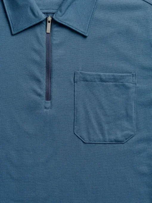 Best Sale Atlantic Blue Men'S Composite Merino Zip Polo Men'S Polos, Tees & Henleys