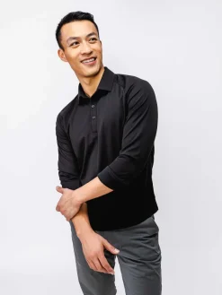 New Black Men'S Apollo Raglan Long Sleeve Polo Men'S Polos, Tees & Henleys