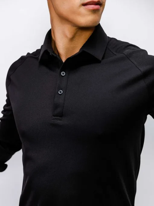 New Black Men'S Apollo Raglan Long Sleeve Polo Men'S Polos, Tees & Henleys
