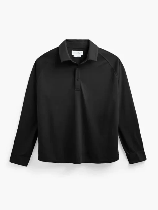 New Black Men'S Apollo Raglan Long Sleeve Polo Men'S Polos, Tees & Henleys