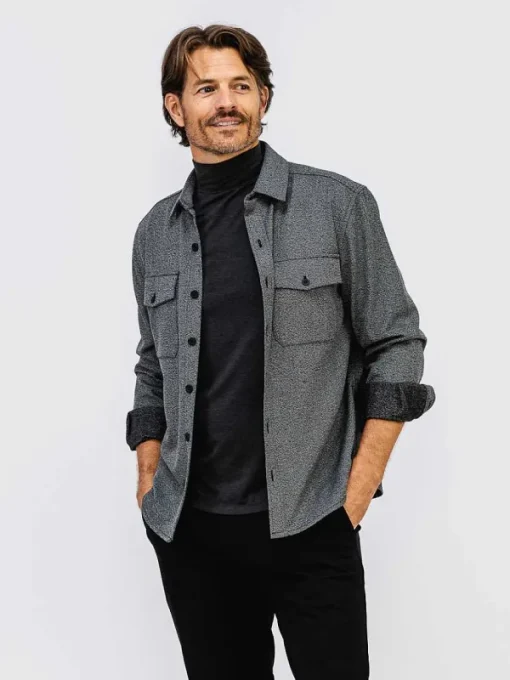 Hot Black Tweed Men'S Fusion Overshirt Men'S Shirts