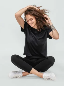 Best Sale Black Women'S Composite Merino Boxy Tee Women'S Shirts