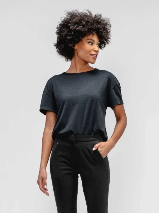 Best Sale Black Women'S Composite Merino Boxy Tee Women'S Shirts
