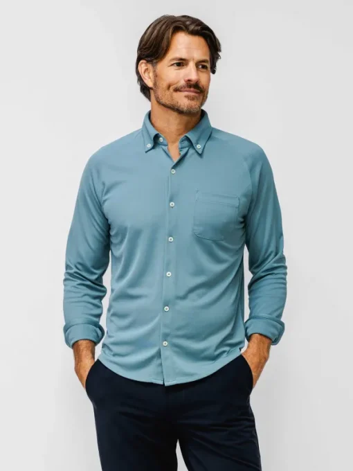 Cheap Blue Dusk Men'S Apollo Raglan Sport Shirt Men'S Shirts