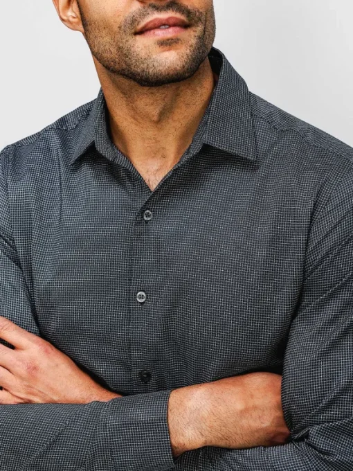 Clearance Charcoal Mini Grid Men'S Aerozero° Dress Shirt Men'S Shirts