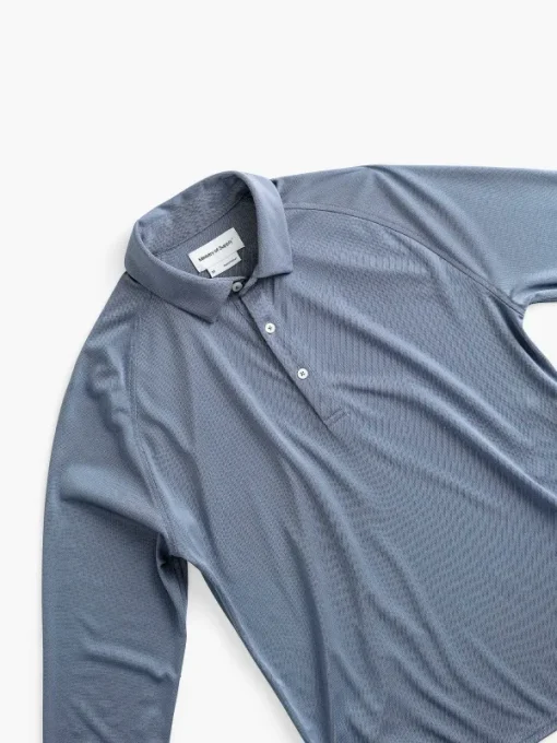 Sale City Blue Men'S Apollo Raglan Long Sleeve Polo Men'S Polos, Tees & Henleys