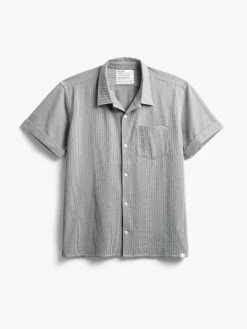 Store Grey Tonal Stripe Men'S Hybrid Seersucker Short Sleeve Shirt Men'S Shirts