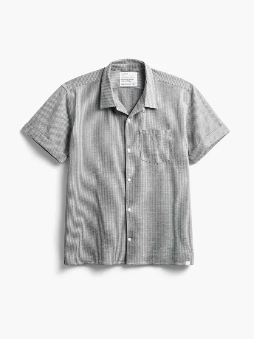 Store Grey Tonal Stripe Men'S Hybrid Seersucker Short Sleeve Shirt Men'S Shirts