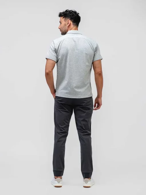 Store Grey Tonal Stripe Men'S Hybrid Seersucker Short Sleeve Shirt Men'S Shirts