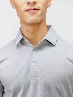 Store Grey White Heather (Brushed) Men'S Apollo Raglan Long Sleeve Polo Men'S Polos, Tees & Henleys