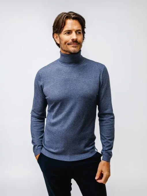 Cheap Indigo Heather Men'S Atlas Air Turtleneck Men'S Sweatshirts & Sweaters