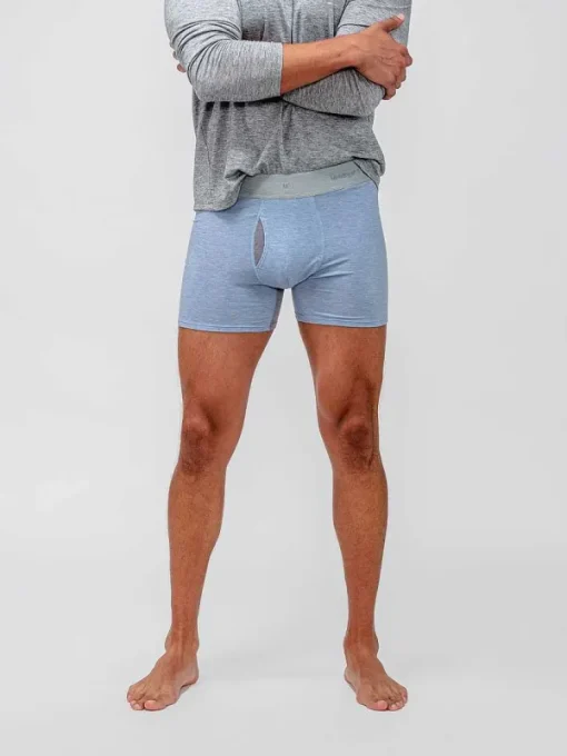 Outlet Light Blue Heather Men'S Composite Merino Boxer Brief Men'S Underwear & Socks