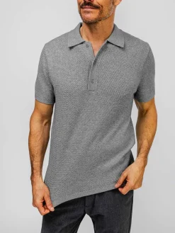 Clearance Mercury Grey Heather Men'S Labs Atlas Short Sleeve Knit Polo Men'S Polos, Tees & Henleys