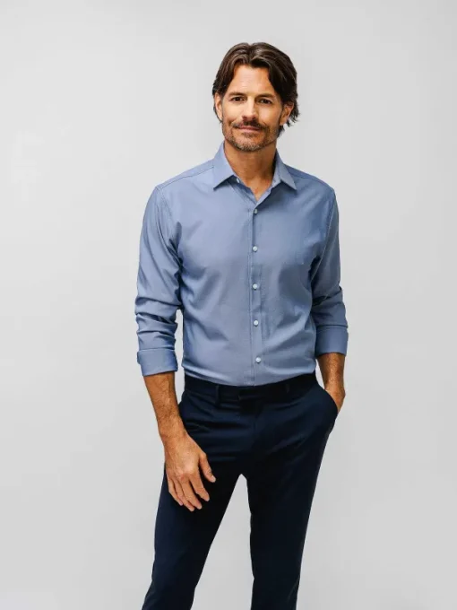 Hot Navy End On End Men'S Aerozero° Dress Shirt Men'S Shirts