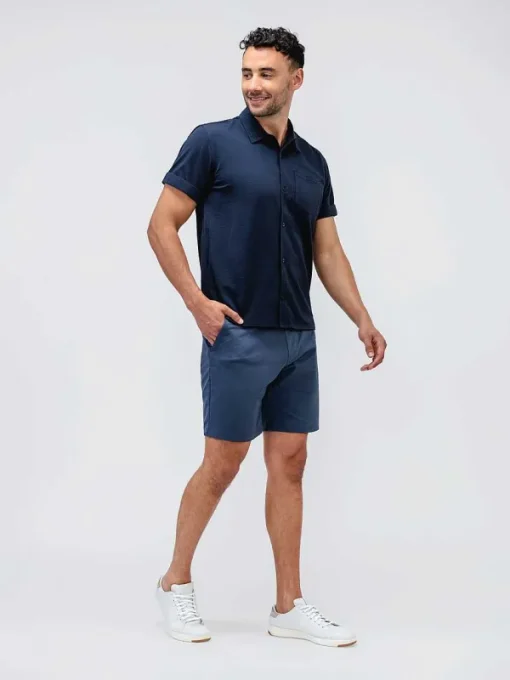 Clearance Navy Men'S Hybrid Seersucker Short Sleeve Shirt Men'S Shirts