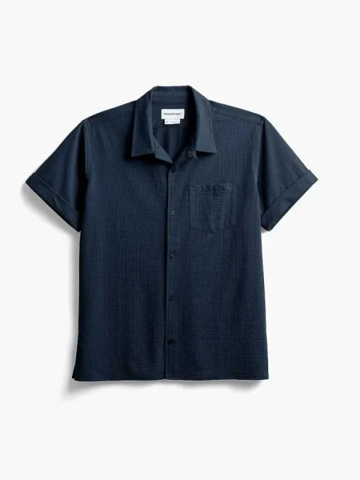 Clearance Navy Men'S Hybrid Seersucker Short Sleeve Shirt Men'S Shirts