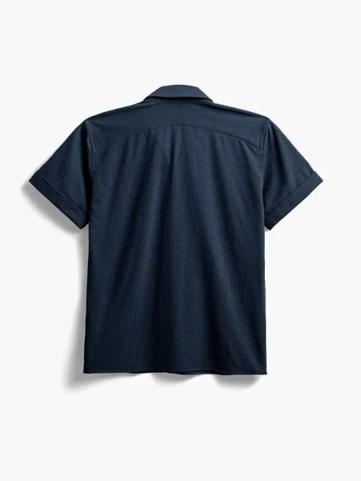 Clearance Navy Men'S Hybrid Seersucker Short Sleeve Shirt Men'S Shirts