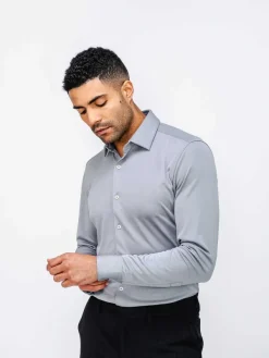 Sale New Grey Oxford (Brushed) Men'S Apollo Dress Shirt Men'S Shirts