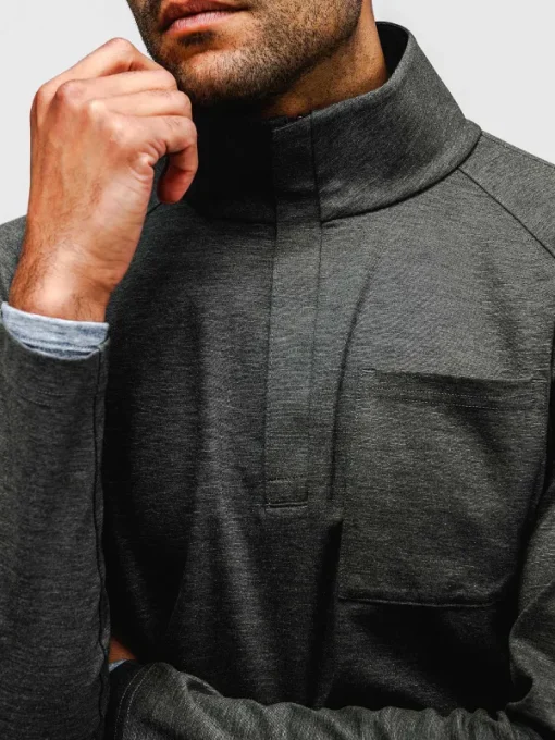 Discount Olive Heather Men'S Fusion Double-Knit 1/4 Zip Men'S Sweatshirts & Sweaters