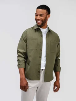 Hot Olive Men'S Pace Poplin Overshirt Men'S Shirts