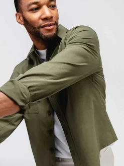 Hot Olive Men'S Pace Poplin Overshirt Men'S Shirts