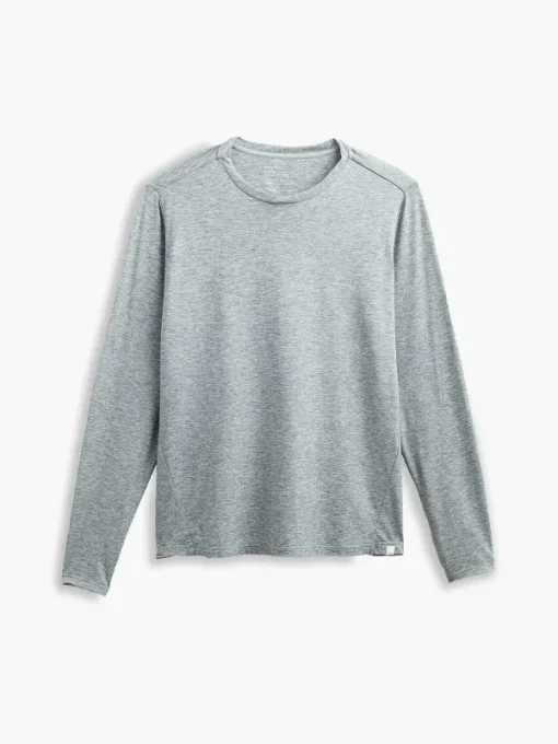New Pale Grey Heather Men'S Composite Merino Long Sleeve Tee Men'S Polos, Tees & Henleys