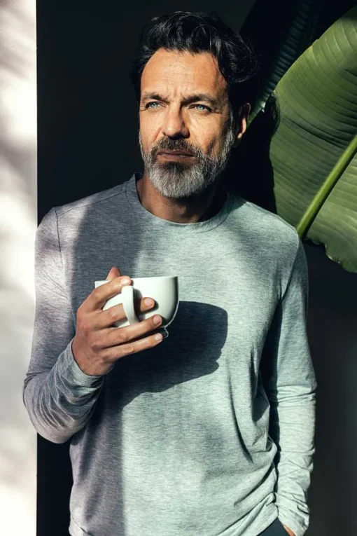 New Pale Grey Heather Men'S Composite Merino Long Sleeve Tee Men'S Polos, Tees & Henleys