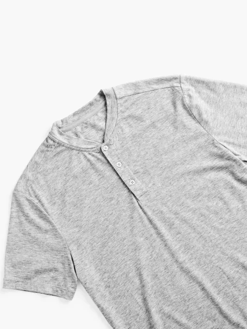 Fashion Pale Grey Heather Men'S Composite Merino Short Sleeve Henley Men'S Polos, Tees & Henleys