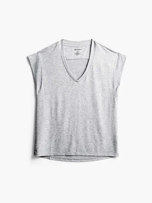 Sale Pale Grey Heather Women'S Composite Merino V-Neck Tee Women'S Shirts