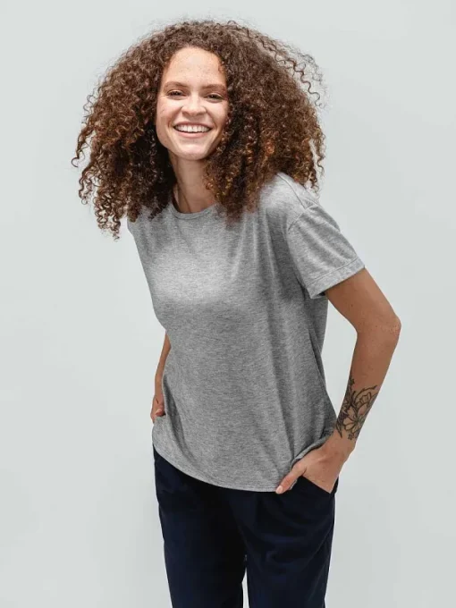Online Pale Grey Heather Women'S Composite Merino Boxy Tee Women'S Shirts