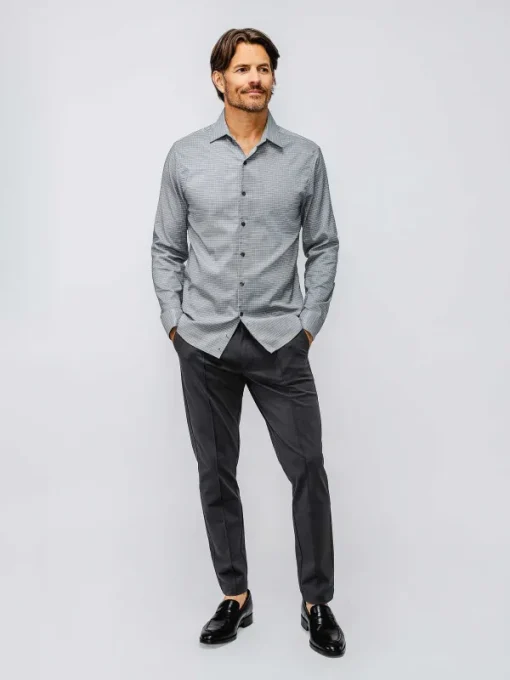 New Platinum Grey Grid Men'S Aerozero° Dress Shirt Men'S Shirts