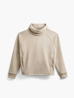 Online Sand Solid Women'S Hybrid Fleece Funnel Neck Women'S Underwear & Socks