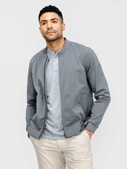 Best Sale Slate Grey Men'S Kinetic Bomber Jacket Men'S Jackets & Coats