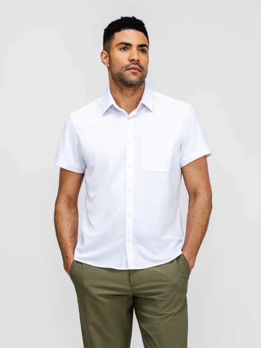New White Men'S Apollo Short Sleeve Sport Shirt Men'S Shirts